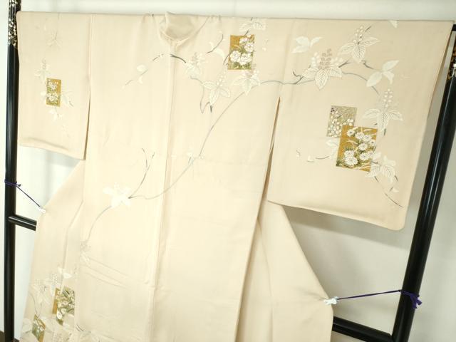 平和屋着物●訪問着 駒刺繍 色紙重ね花文 桐 金彩 正絹 逸品 DAAX4964ps