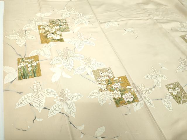 平和屋着物●訪問着 駒刺繍 色紙重ね花文 桐 金彩 正絹 逸品 DAAX4964ps