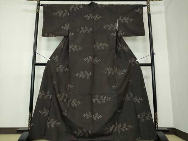 平和屋着物●上質な紬 枝花文 正絹 逸品 DAAX4965ps