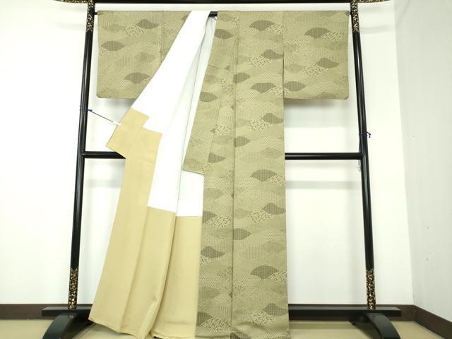 平和屋着物●上質な紬 地紙吉祥花文 正絹 逸品 DAAX4974ps