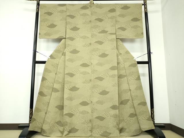 平和屋着物●上質な紬 地紙吉祥花文 正絹 逸品 DAAX4974ps