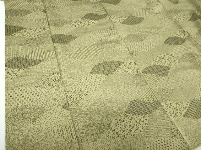 平和屋着物●上質な紬 地紙吉祥花文 正絹 逸品 DAAX4974ps