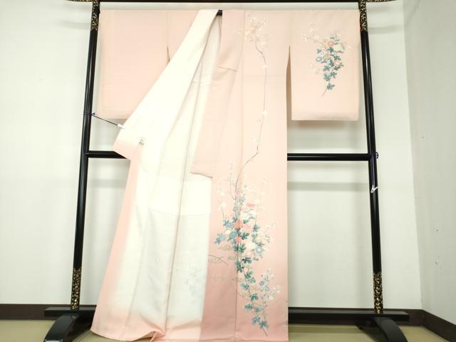 平和屋着物●訪問着 友禅 草花文 暈し染め 銀座おゝぎ屋扱い 正絹 逸品 DAAX4977ps