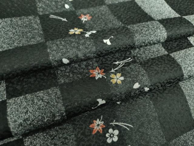 平和屋着物●小紋 市松文様 吹き寄せ花文 やまと誂製 洗える着物 DAAX4985ps