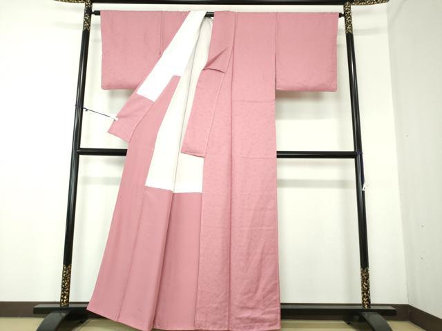 平和屋着物●上質な色無地 草花地紋 長春色 正絹 逸品 未使用 DAAX4989ps