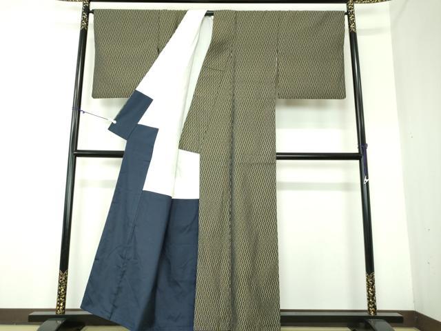 平和屋着物●上質なお召 市松文様 正絹 逸品 DAAX4999ps