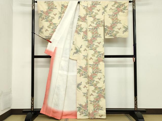 平和屋着物■上質な紬 草花文 正絹 逸品 DAAX5150cd