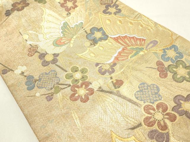 平和屋着物◎六通柄袋帯 舞蝶枝垂れ花文 金銀糸 正絹 逸品 DAAX5170cd
