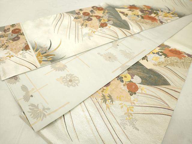 平和屋着物◎六通柄袋帯 唐織 地紙花文 金銀糸 正絹 逸品 DAAX5196cd