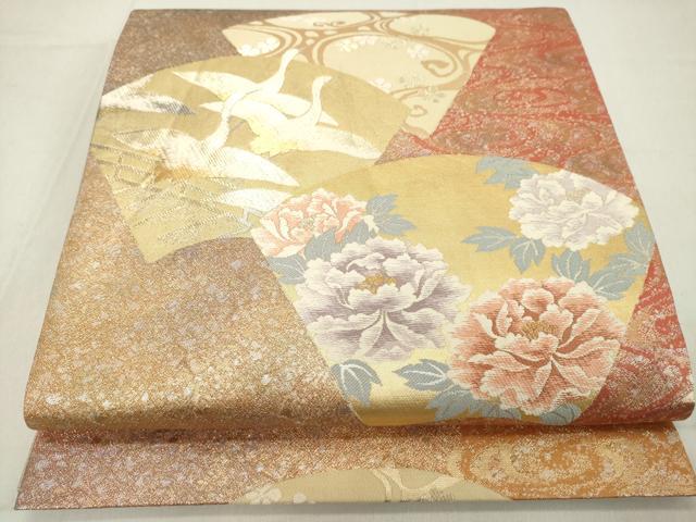 平和屋着物◎六通柄袋帯 唐織 地紙花鳥文 金銀糸 正絹 逸品 DAAX5207cd