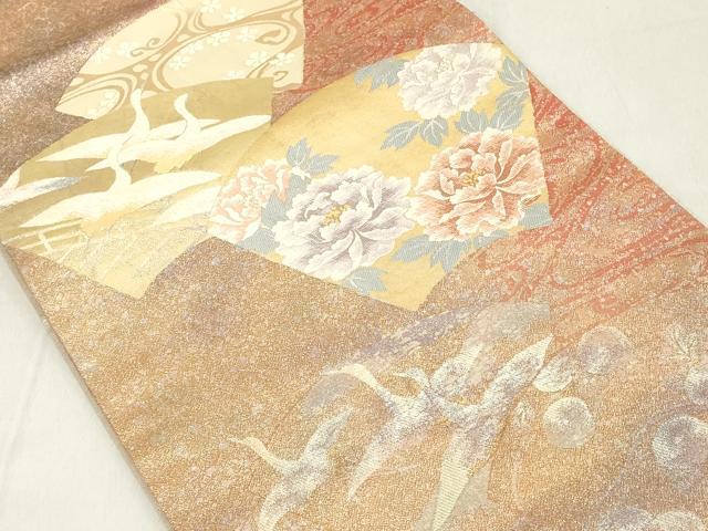 平和屋着物◎六通柄袋帯 唐織 地紙花鳥文 金銀糸 正絹 逸品 DAAX5207cd
