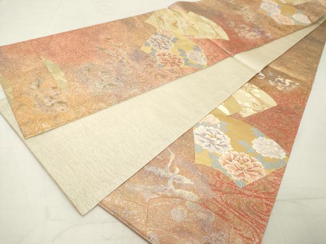 平和屋着物◎六通柄袋帯 唐織 地紙花鳥文 金銀糸 正絹 逸品 DAAX5207cd