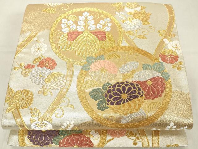 平和屋着物◎六通柄袋帯 唐織 立涌花文 金銀糸 正絹 逸品 DAAX5248cd