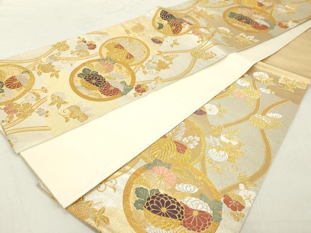 平和屋着物◎六通柄袋帯 唐織 立涌花文 金銀糸 正絹 逸品 DAAX5248cd