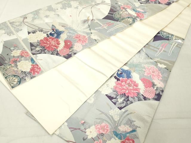 平和屋着物◎六通柄袋帯 九百錦 献花鳳扇文 正絹 逸品 DAAX5292cd