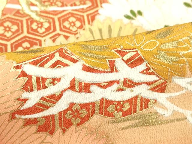 平和屋着物■豪華黒留袖 刺繍 群鶴吉祥松文 金彩 正絹 逸品 DAAX5298cd