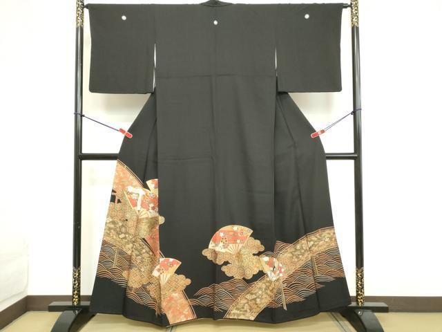 平和屋着物■豪華黒留袖 駒刺繍 吉祥花文 金彩 正絹 逸品 DAAX5302cd