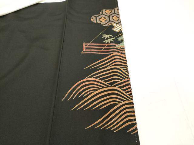 平和屋着物■豪華黒留袖 駒刺繍 吉祥花文 金彩 正絹 逸品 DAAX5302cd