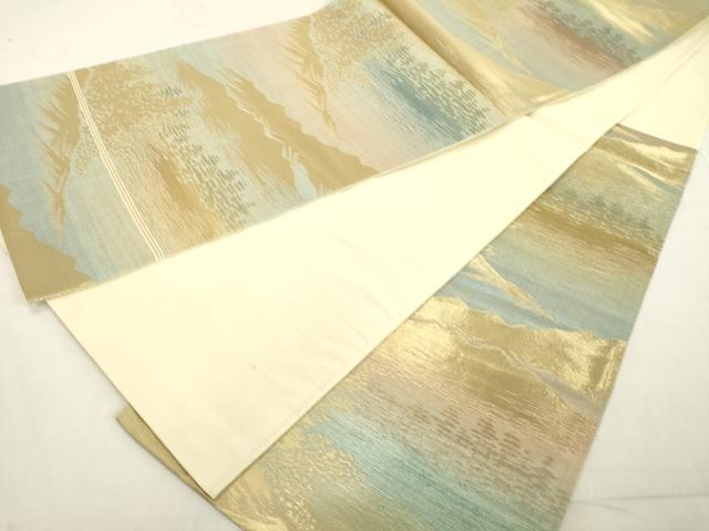 平和屋着物◎六通柄袋帯 遠山風景文 金糸 正絹 逸品 DAAX5376cd