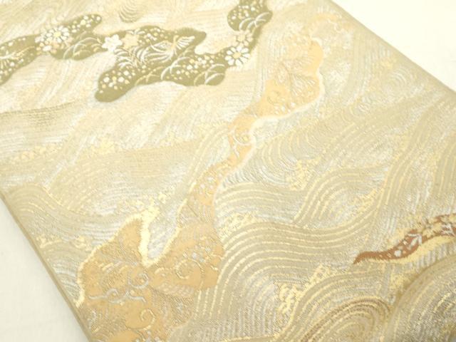 平和屋着物◎六通柄京袋帯 立波花鳥文 金銀糸 正絹 逸品 DAAX5377cd