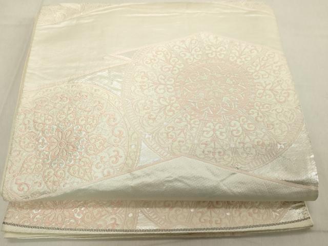 平和屋着物◎六通柄袋帯 唐織 正倉院花文 銀糸 正絹 逸品 DAAX5389cd