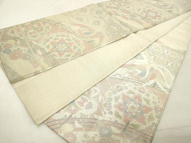 平和屋着物◎六通柄袋帯 鳳凰花文 銀糸 正絹 逸品 DAAX5433cd