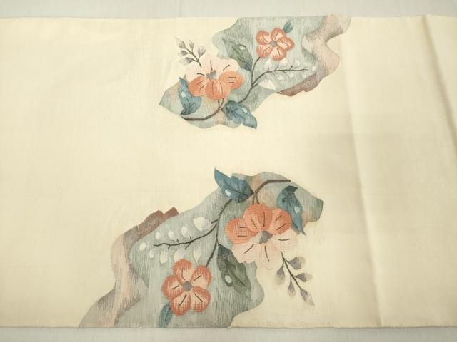 平和屋着物◎太鼓柄袋帯 草花文 鈴乃屋扱い 正絹 逸品 DAAX5457cd