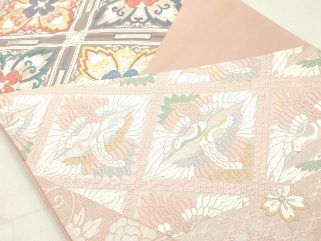 平和屋着物◎六通柄袋帯 唐織 舞花文 銀糸 正絹 逸品 DAAX5459cd