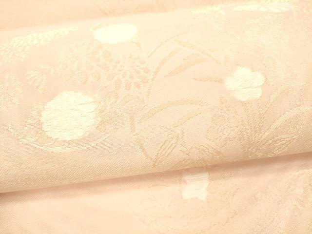 平和屋着物*夏物 西陣 六通柄袋帯 立波草花文 金糸 証紙付き 正絹 逸品 DAAX5530cm