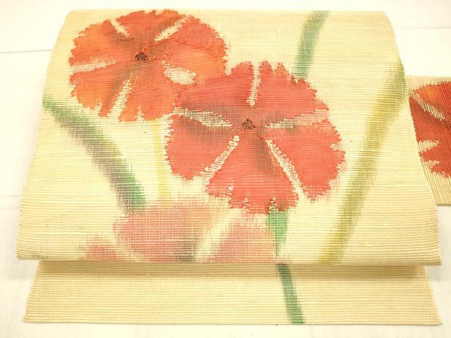 平和屋着物*夏物 西陣 八寸名古屋帯 草花文 正絹 逸品 DAAX5532cm