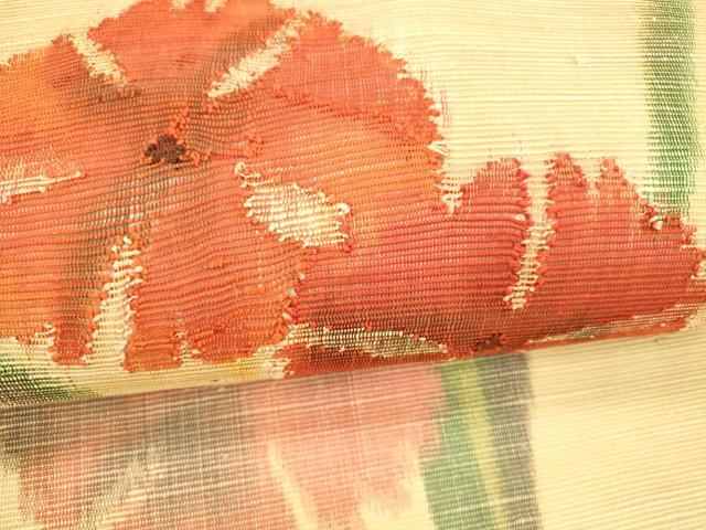 平和屋着物*夏物 西陣 八寸名古屋帯 草花文 正絹 逸品 DAAX5532cm
