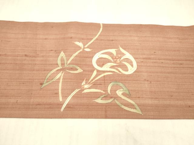 平和屋着物*夏物 九寸名古屋帯 紬地 草花文 正絹 逸品 DAAX5533cm