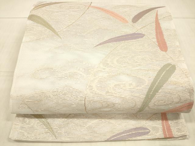 平和屋着物*夏物 六通柄袋帯 流水草葉文 金糸 DAAX5534cm