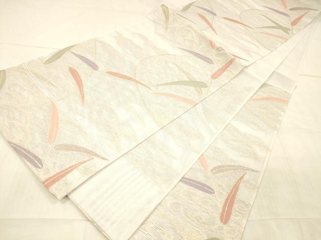 平和屋着物*夏物 六通柄袋帯 流水草葉文 金糸 DAAX5534cm