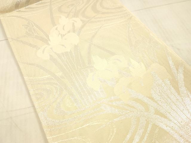 平和屋着物*夏物 六通柄袋帯 流水杜若文 銀糸 正絹 逸品 DAAX5538cm