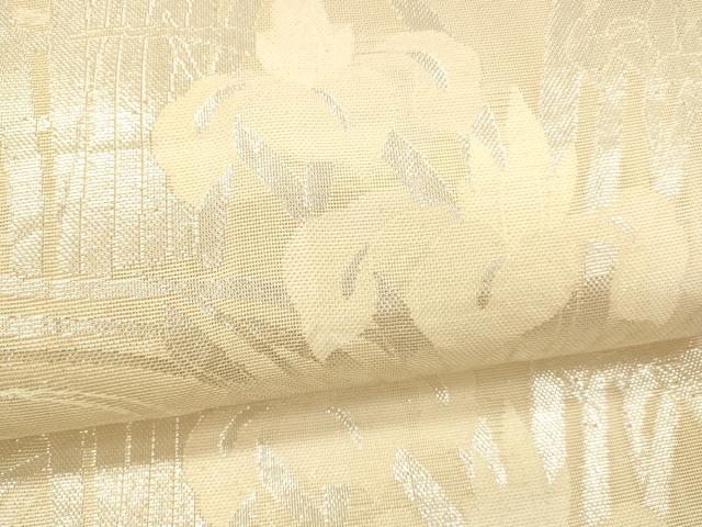 平和屋着物*夏物 六通柄袋帯 流水杜若文 銀糸 正絹 逸品 DAAX5538cm