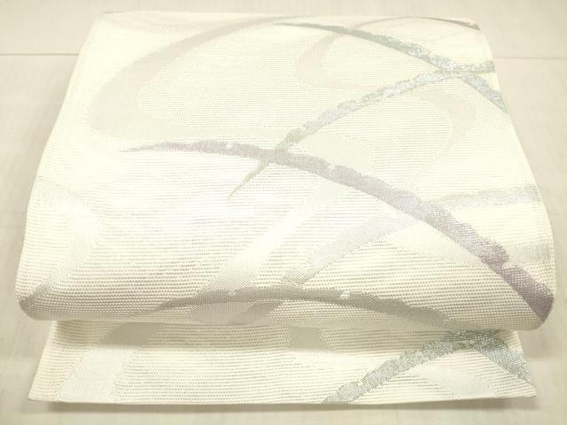 平和屋着物*夏物 六通柄袋帯 流水草葉文 銀糸 DAAX5539cm