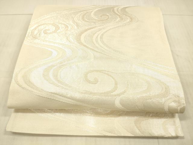 平和屋着物*夏物 六通柄袋帯 流水文 銀糸 正絹 逸品 DAAX5542cm