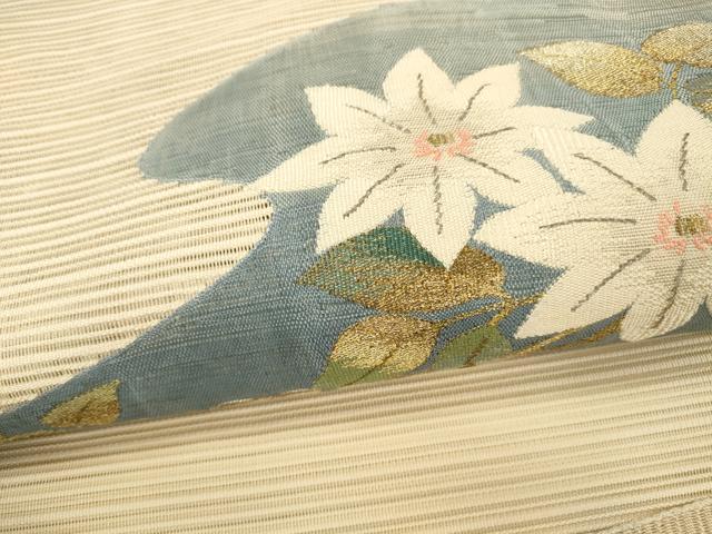 平和屋着物*夏物 絽綴れ 八寸名古屋帯 枝花文 金銀糸 正絹 逸品 DAAX5547cm