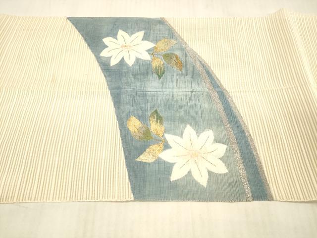平和屋着物*夏物 絽綴れ 八寸名古屋帯 枝花文 金銀糸 正絹 逸品 DAAX5547cm