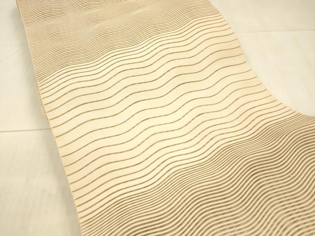平和屋着物*夏物 絽綴れ 八寸名古屋帯 よろけ縞 淡香色 正絹 逸品 DAAX5550cm