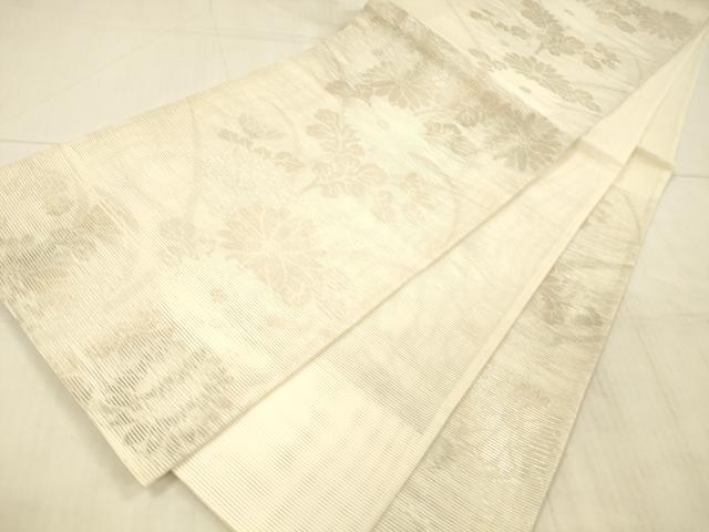 平和屋着物*夏物 六通柄袋帯 草花文 金銀糸 正絹 逸品 DAAX5552cm