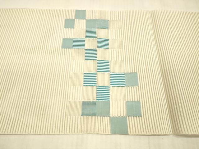 平和屋着物*夏物 絽綴れ 八寸名古屋帯 市松文様 正絹 逸品 DAAX5571cm