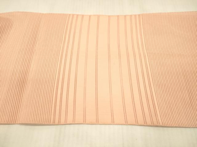 平和屋着物*夏物 絽綴れ 八寸名古屋帯 横段文 甚三紅色 正絹 逸品 DAAX5572cm
