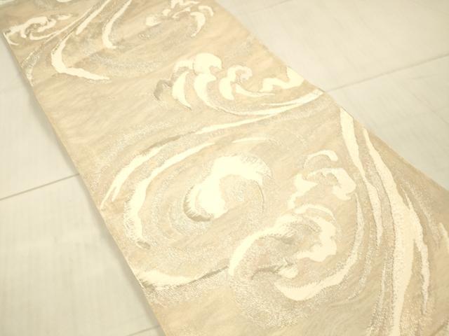 平和屋着物*夏物 六通柄袋帯 立波文 銀糸 正絹 逸品 DAAX5577cm