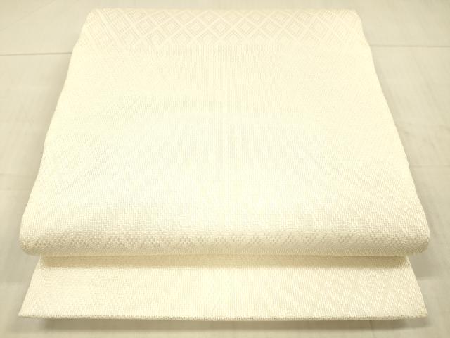 平和屋着物*夏物 全通柄袋帯 菱文 生成り色 正絹 逸品 DAAX5581cm