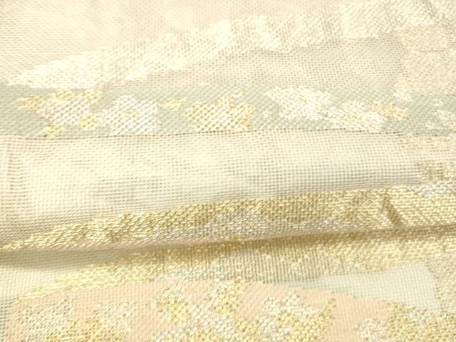 平和屋着物*夏物 六通柄袋帯 草花文 金銀糸 正絹 逸品 DAAX5583cm