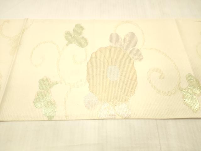 平和屋着物*夏物 太鼓柄袋帯 花唐草文 金銀糸 正絹 逸品 DAAX5584cm
