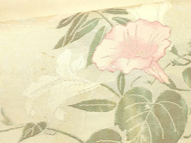 平和屋着物*夏物 太鼓柄袋帯 草花文 金銀糸 正絹 逸品 DAAX5589cm