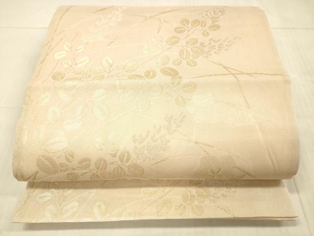 平和屋着物*夏物 六通柄袋帯 草花文 金銀糸 正絹 逸品 DAAX5590cm